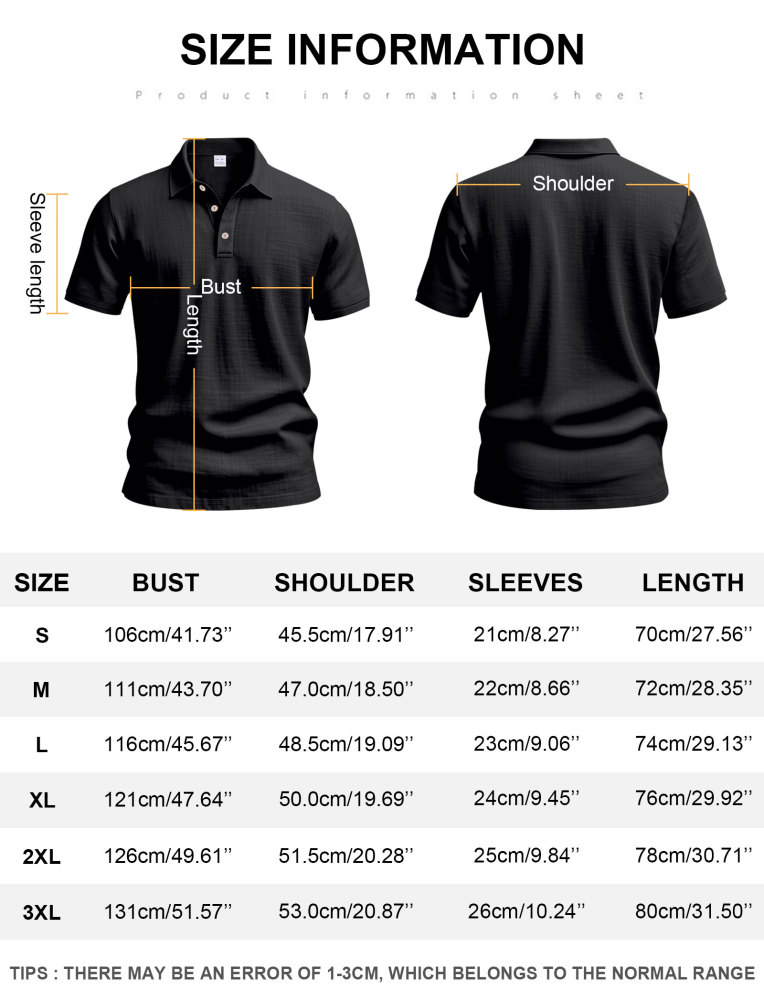 Mens Linen Polo Shirts Short Sleeve Button T-Shirts Summer Casual Tshirts Lightweight Golf Tee Shirt Beach Tops
