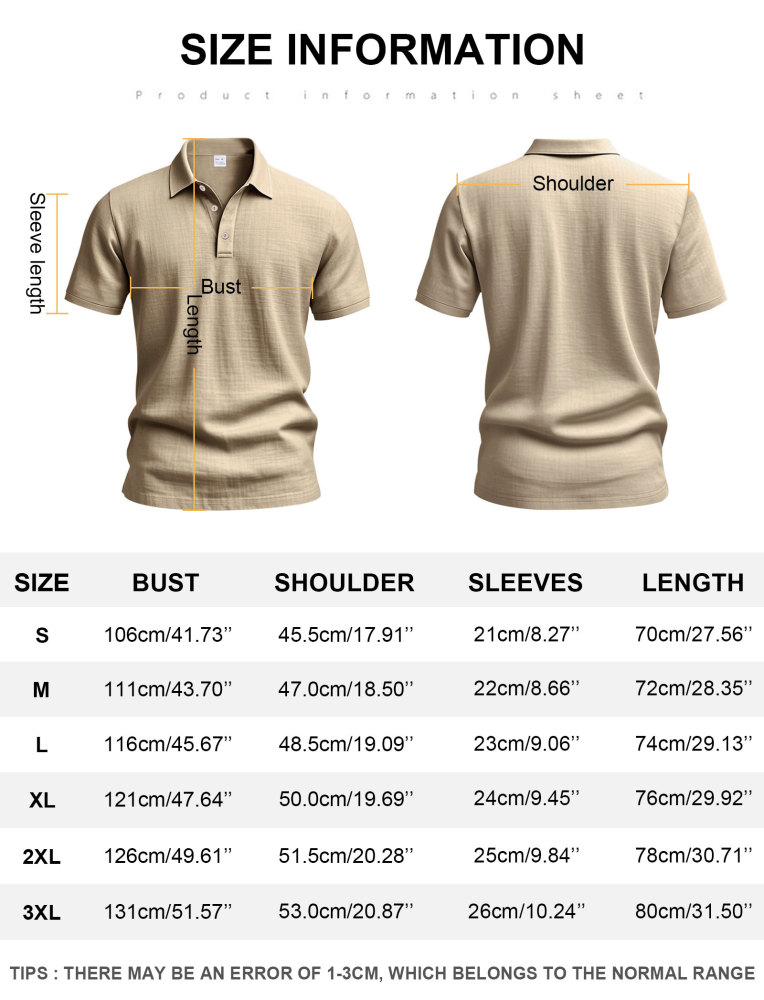 Mens Linen Polo Shirts Short Sleeve Button T-Shirts Summer Casual Tshirts Lightweight Golf Tee Shirt Beach Tops