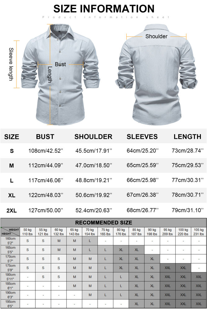 Mens Button Down Shirts Long Sleeve Bussiness Casual Shirt Solid Lightweight Tops Regular Fit