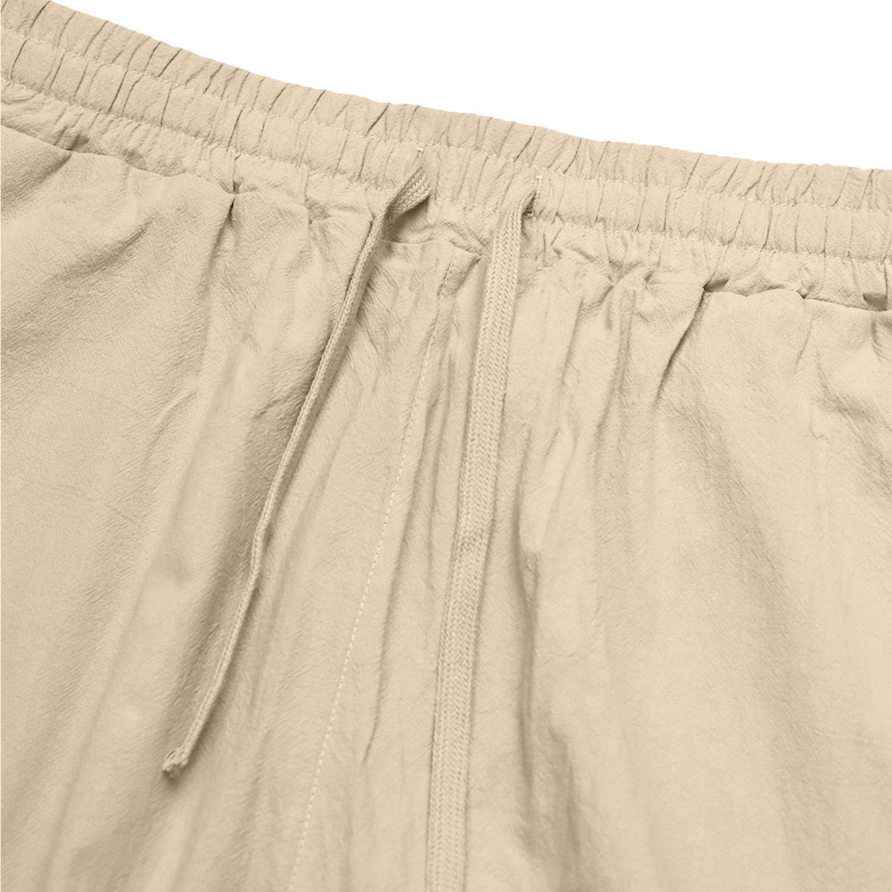 Mens Linen Pants Summer Drawstring Wide Leg Pant Elastic Waist Casual Beach Lounge Trousers with Pockets