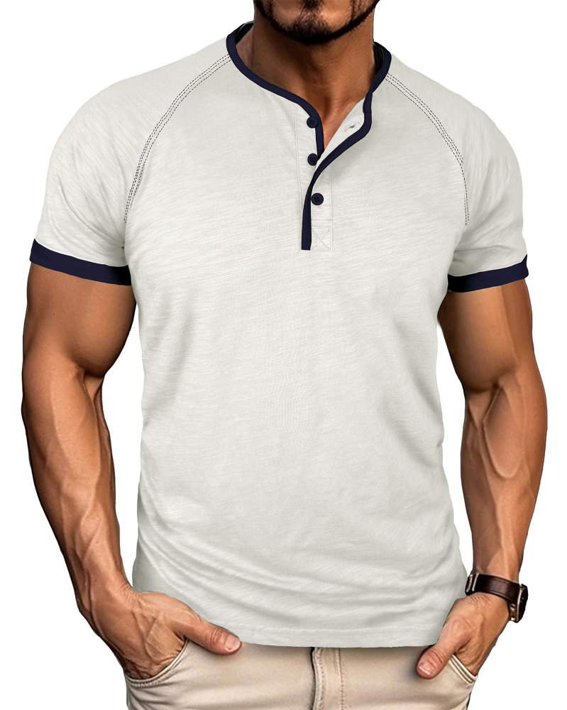 Henley T-Shirt Mens Summer Cotton T Shirts Short Sleeve Tshirts Casual Lightweight T-Shirts Solid Button Tee Tops