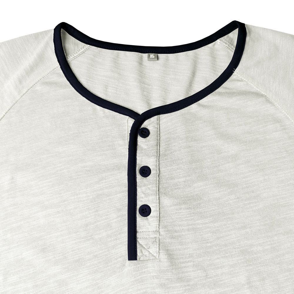 Henley T-Shirt Mens Summer Cotton T Shirts Short Sleeve Tshirts Casual Lightweight T-Shirts Solid Button Tee Tops