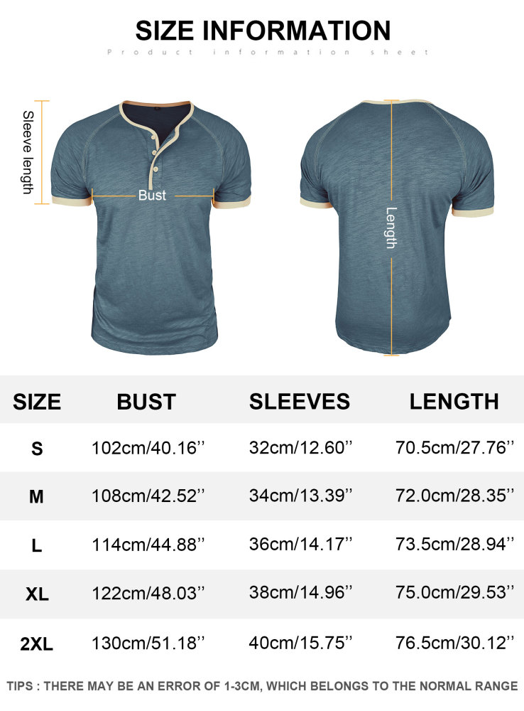 Henley T-Shirt Mens Summer Cotton T Shirts Short Sleeve Tshirts Casual Lightweight T-Shirts Solid Button Tee Tops