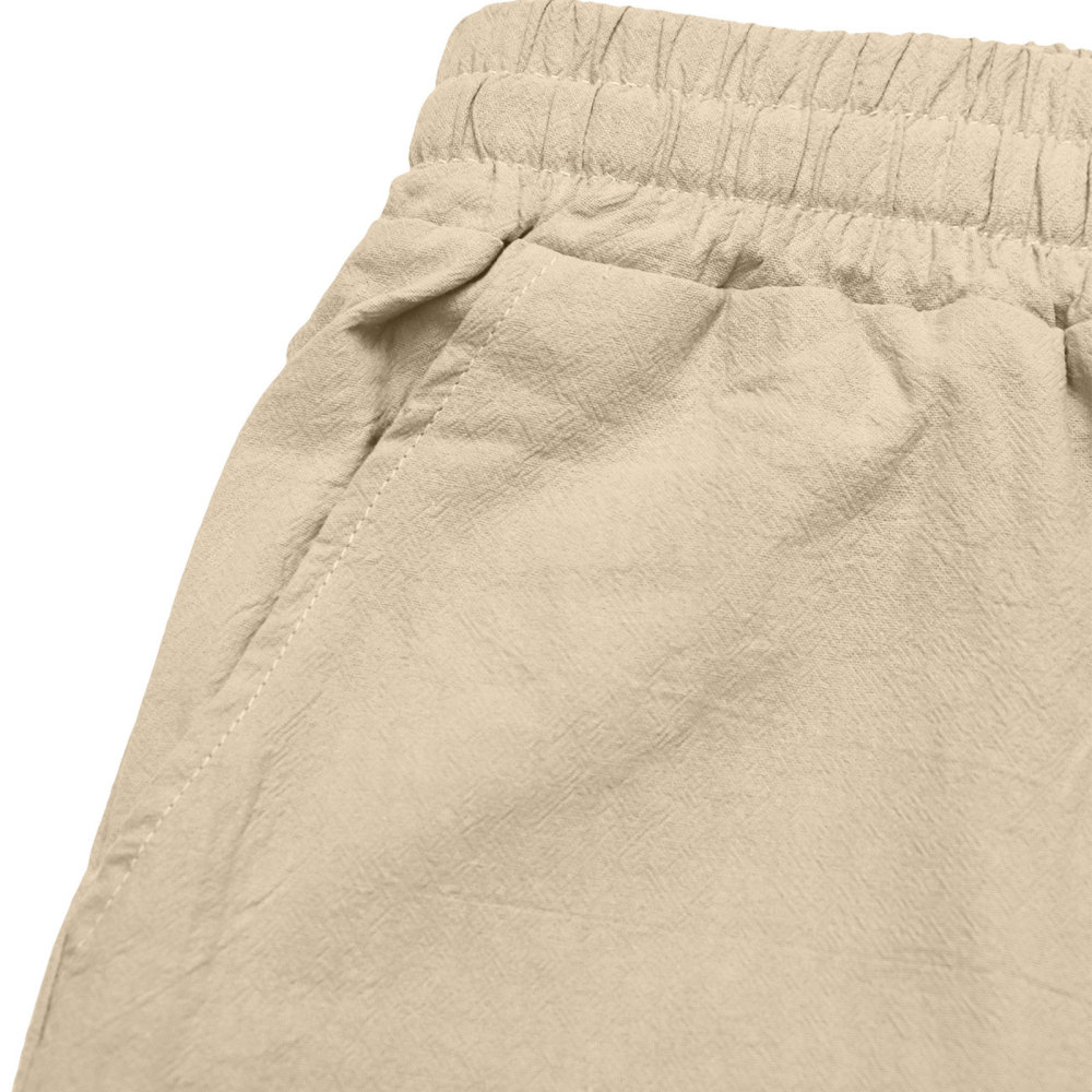 Mens Linen Pants Summer Drawstring Wide Leg Pant Elastic Waist Casual Beach Lounge Trousers with Pockets