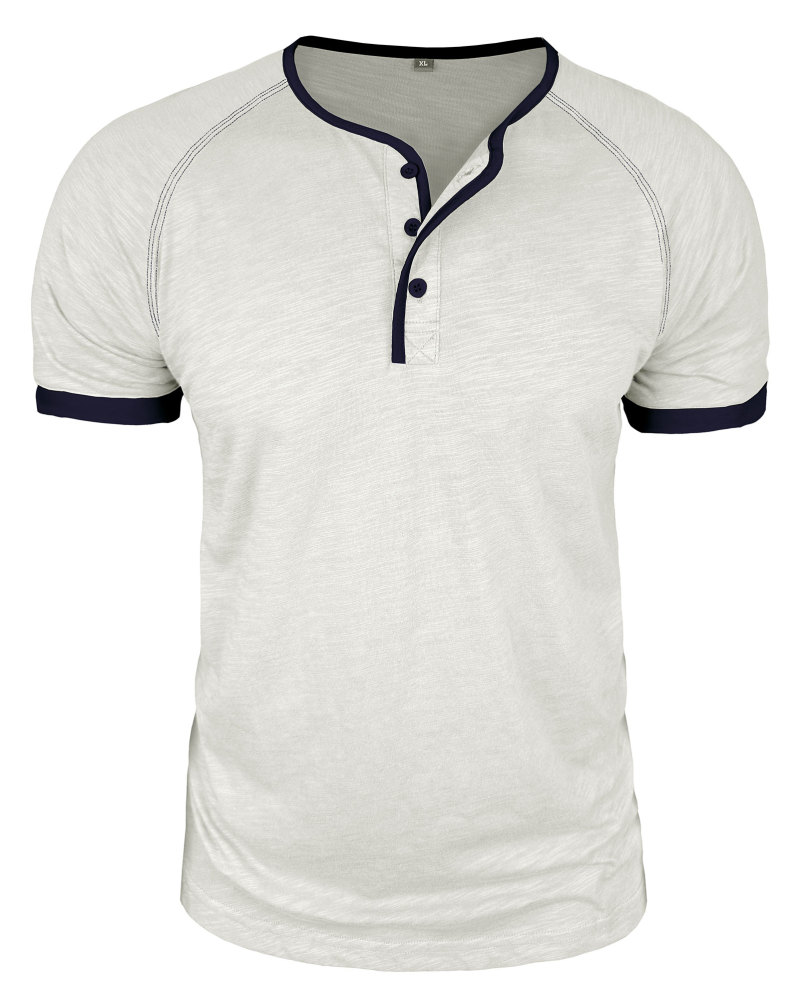 Henley T-Shirt Mens Summer Cotton T Shirts Short Sleeve Tshirts Casual Lightweight T-Shirts Solid Button Tee Tops