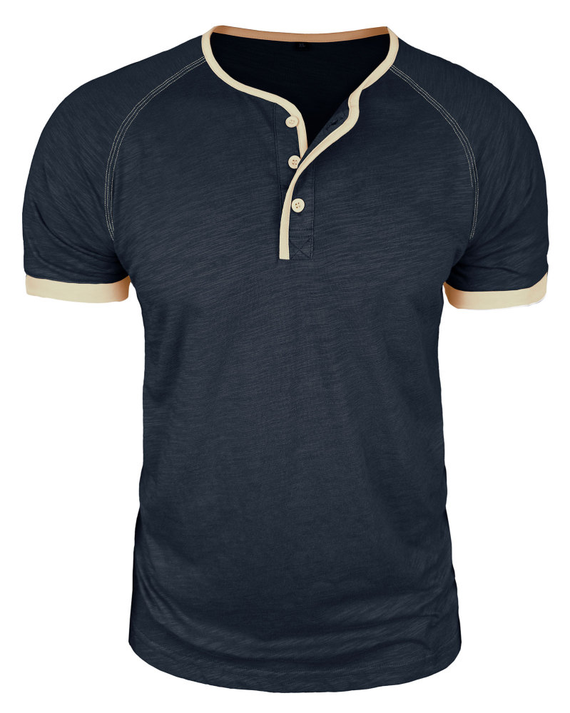 Henley T-Shirt Mens Summer Cotton T Shirts Short Sleeve Tshirts Casual Lightweight T-Shirts Solid Button Tee Tops