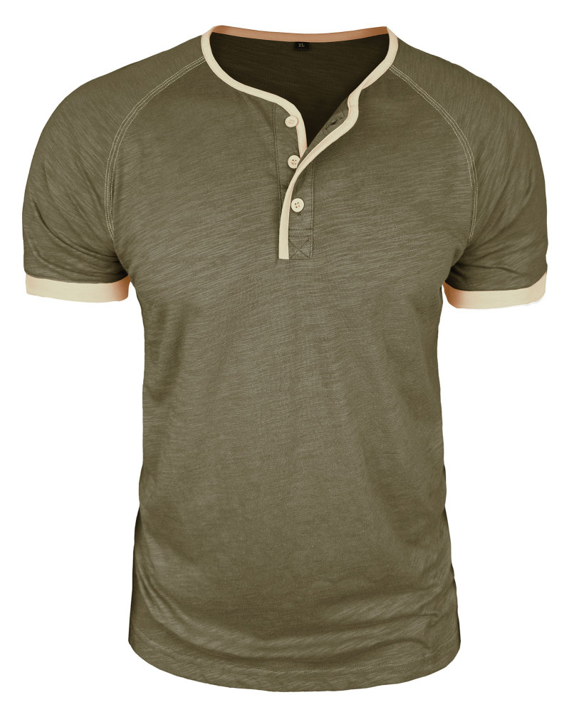 Henley T-Shirt Mens Summer Cotton T Shirts Short Sleeve Tshirts Casual Lightweight T-Shirts Solid Button Tee Tops