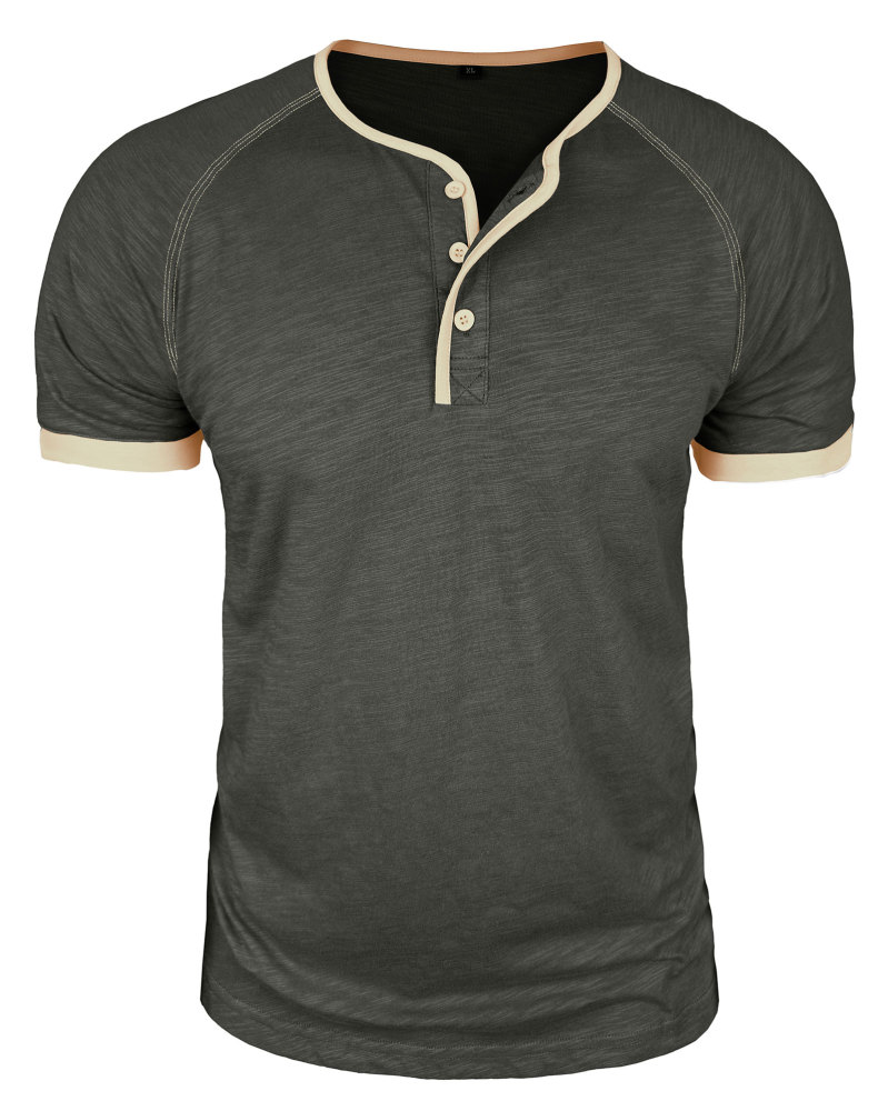 Henley T-Shirt Mens Summer Cotton T Shirts Short Sleeve Tshirts Casual Lightweight T-Shirts Solid Button Tee Tops