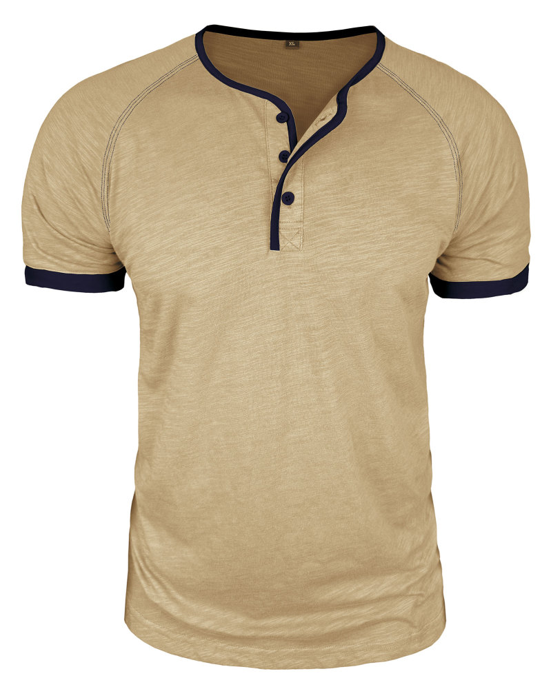 Henley T-Shirt Mens Summer Cotton T Shirts Short Sleeve Tshirts Casual Lightweight T-Shirts Solid Button Tee Tops