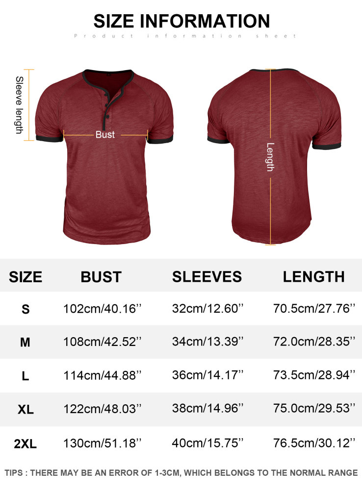 Henley T-Shirt Mens Summer Cotton T Shirts Short Sleeve Tshirts Casual Lightweight T-Shirts Solid Button Tee Tops