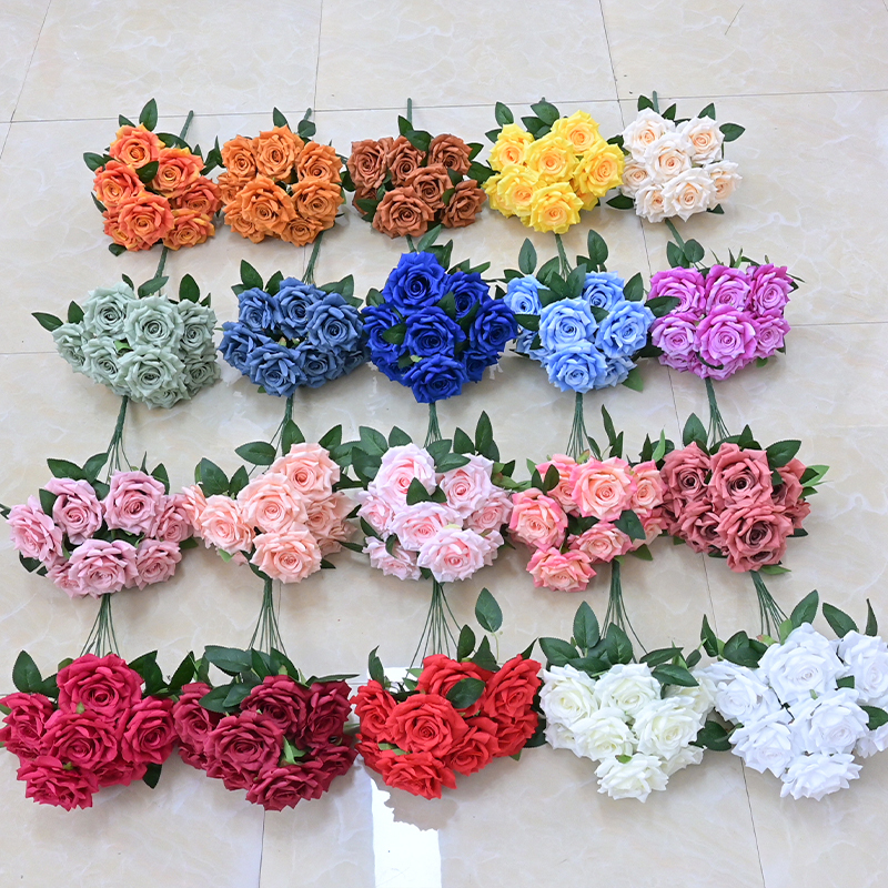 9 Heads Artificial Rose Bunch
