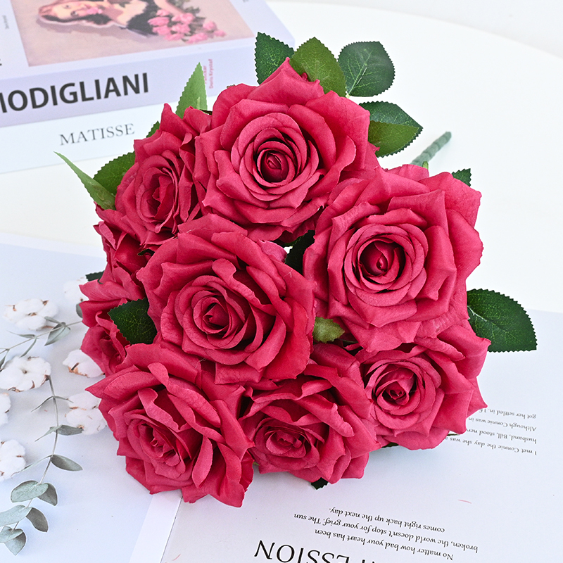 9 Heads Artificial Rose Bunch