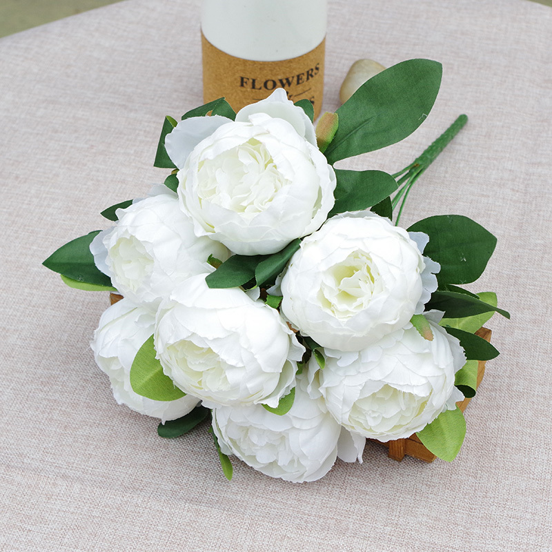 7 Heads Simple Artificial Peony Bunch Wedding Bouquet