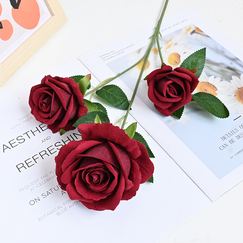 3 Heads Vevet Rose Spray