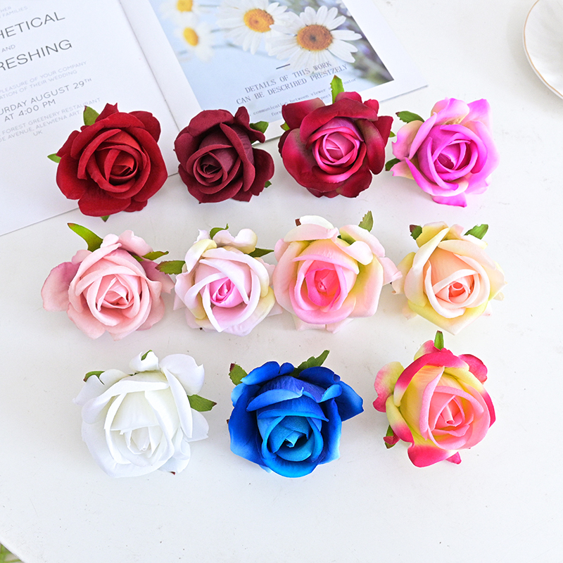 3"/8cm Velvet Rose Flower Head For Decoration