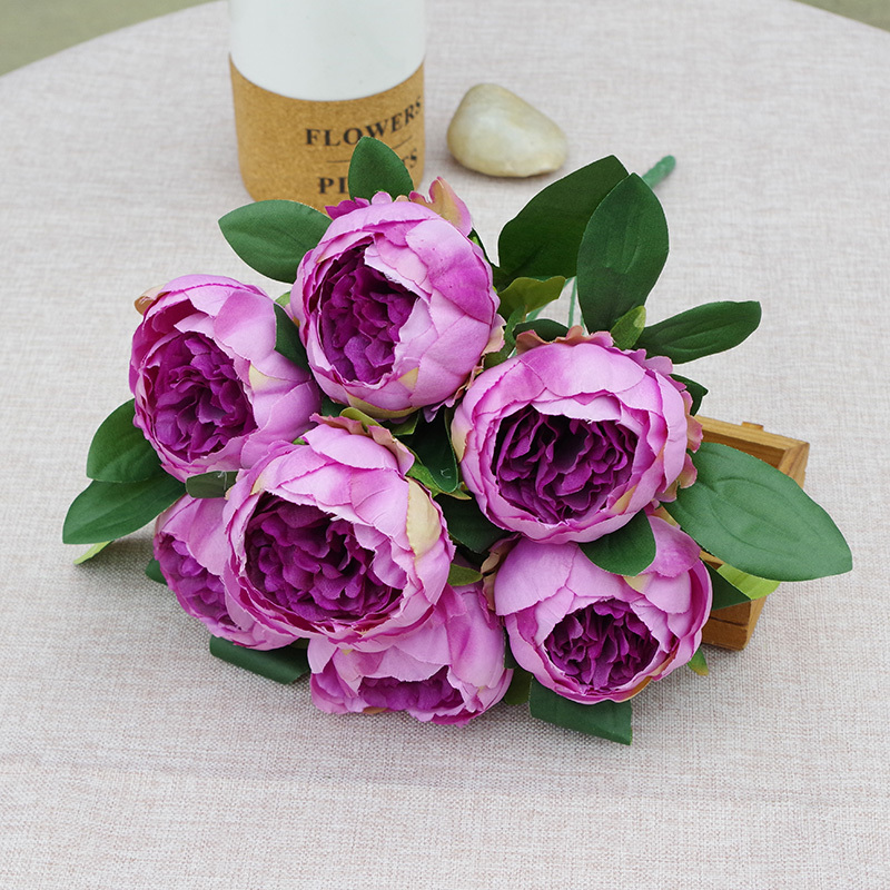 7 Heads Simple Artificial Peony Bunch Wedding Bouquet