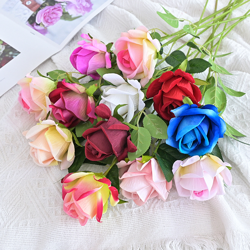 20"/51cm Fluffy Velvet Artificial Rose With Single Stem