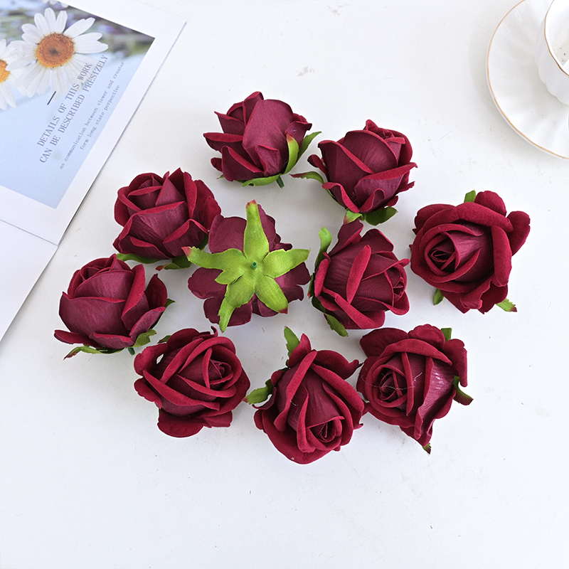 3"/8cm Velvet Rose Flower Head For Decoration