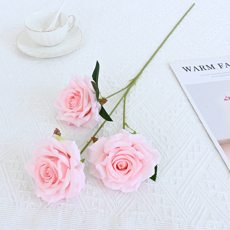 Silk Rose Spray With Three Flower Heads