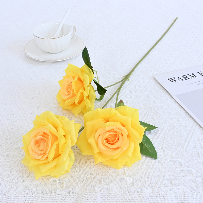 Silk Rose Spray With Three Flower Heads