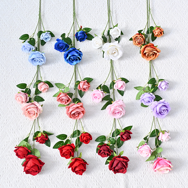 3 Heads Vevet Rose Spray