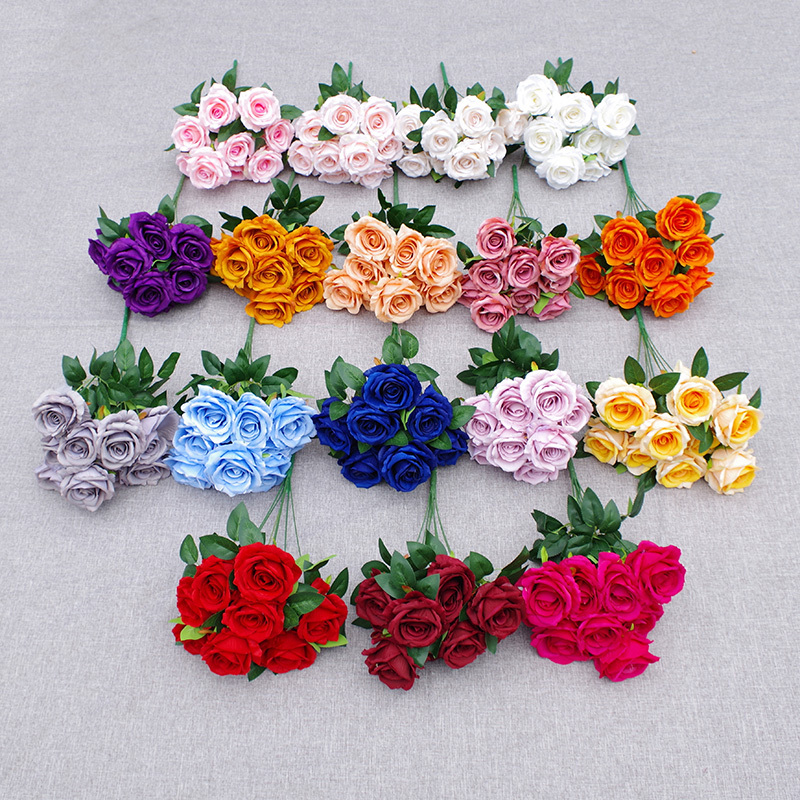 Wholesale Fake Rose Bouquet Flowers In Assorted Colors