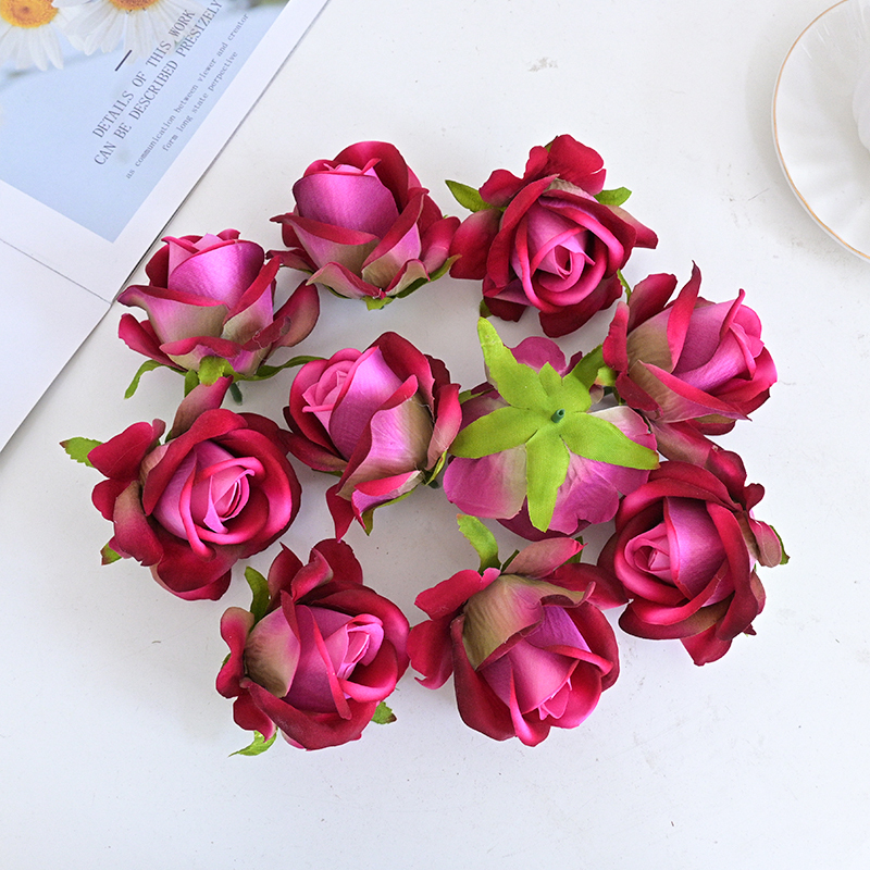 3"/8cm Velvet Rose Flower Head For Decoration