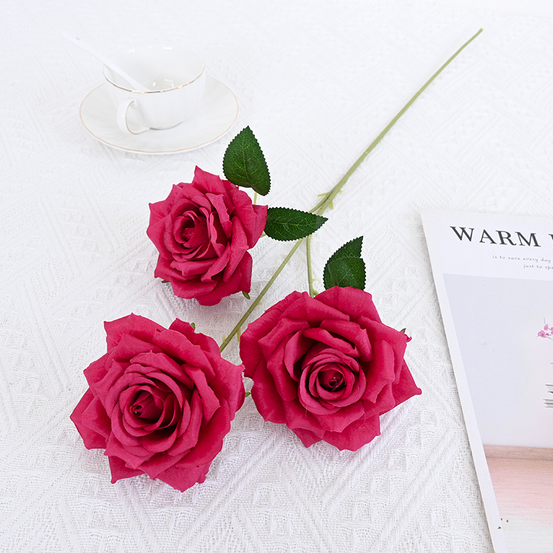 Silk Rose Spray With Three Flower Heads
