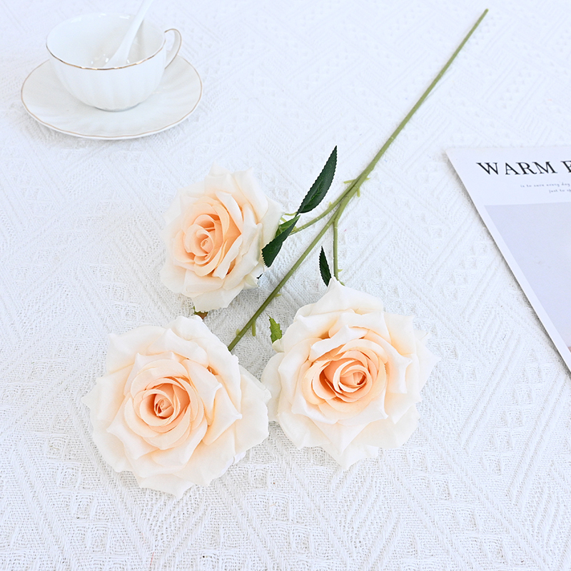 Silk Rose Spray With Three Flower Heads