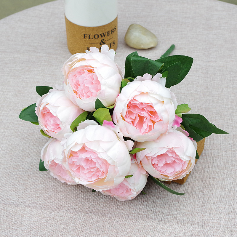 7 Heads Simple Artificial Peony Bunch Wedding Bouquet