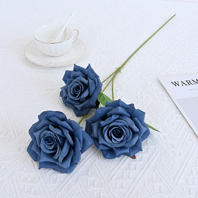 Silk Rose Spray With Three Flower Heads