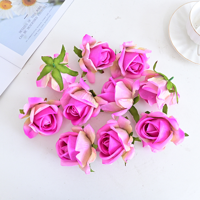 3"/8cm Velvet Rose Flower Head For Decoration