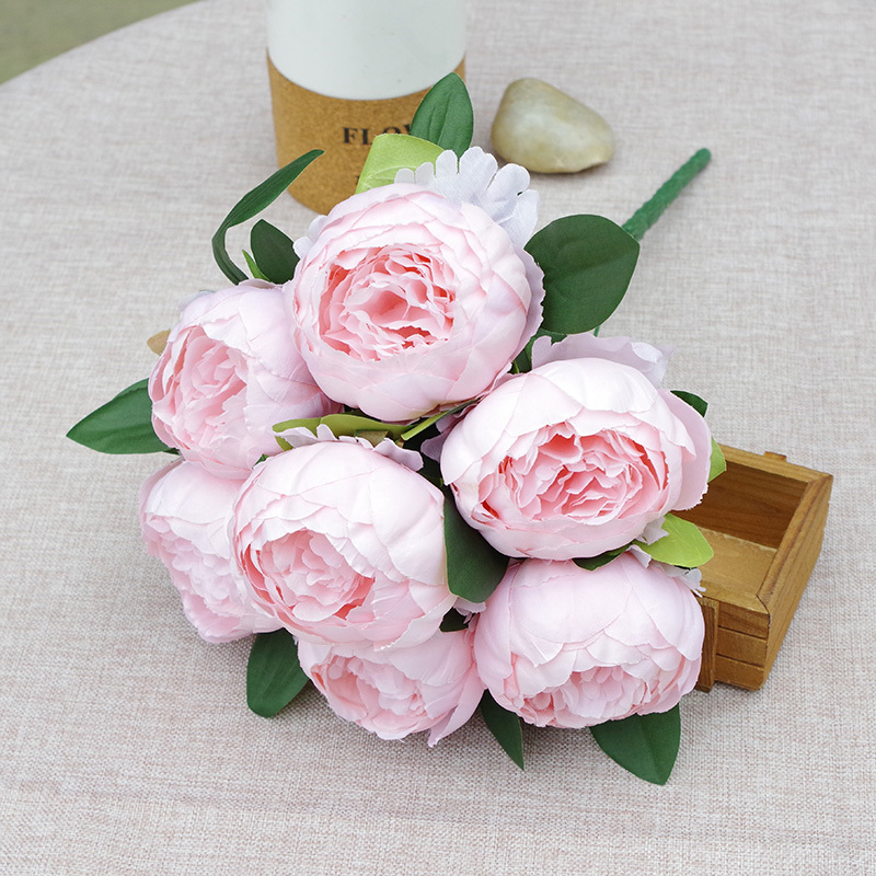 7 Heads Simple Artificial Peony Bunch Wedding Bouquet