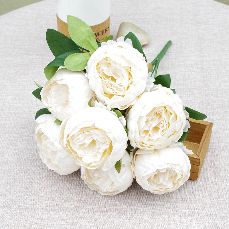 7 Heads Simple Artificial Peony Bunch Wedding Bouquet