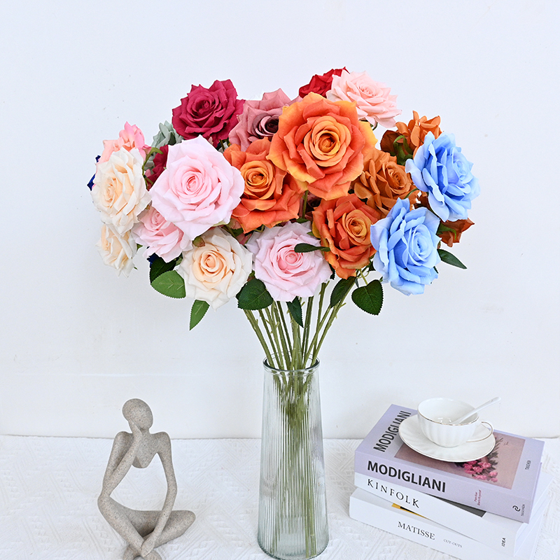 Silk Rose Spray With Three Flower Heads