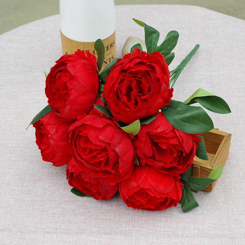 7 Heads Simple Artificial Peony Bunch Wedding Bouquet