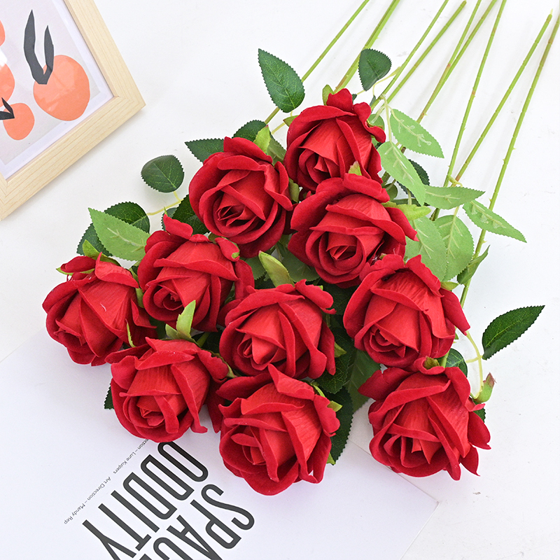 20"/51cm Fluffy Velvet Artificial Rose With Single Stem