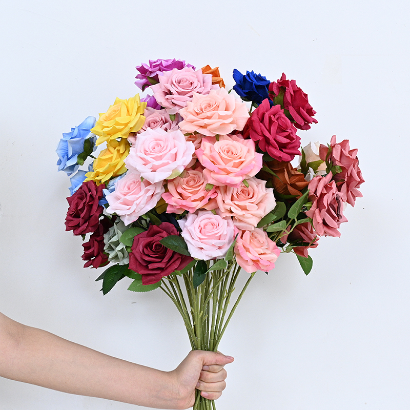 Silk Rose Spray With Three Flower Heads