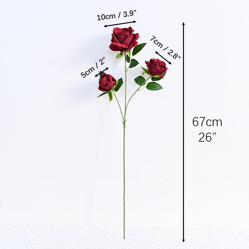 3 Heads Vevet Rose Spray