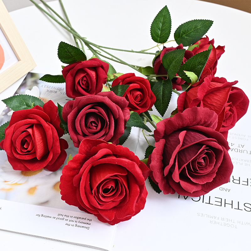 3 Heads Vevet Rose Spray