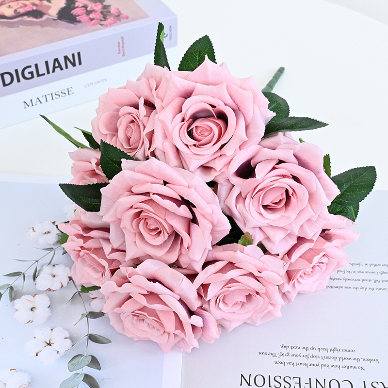 9 Heads Artificial Rose Bunch