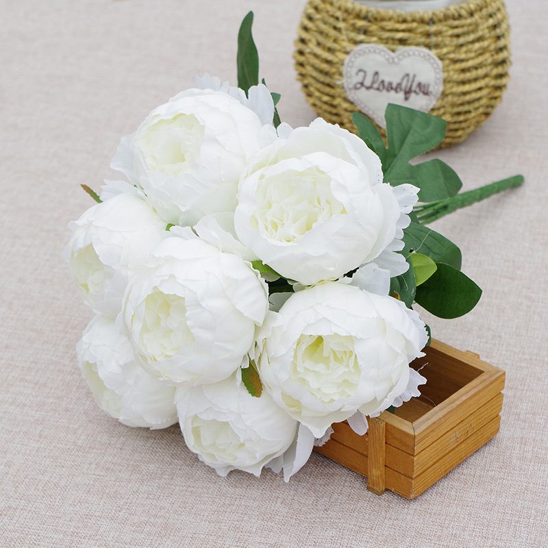 7 Heads Simple Artificial Peony Bunch Wedding Bouquet
