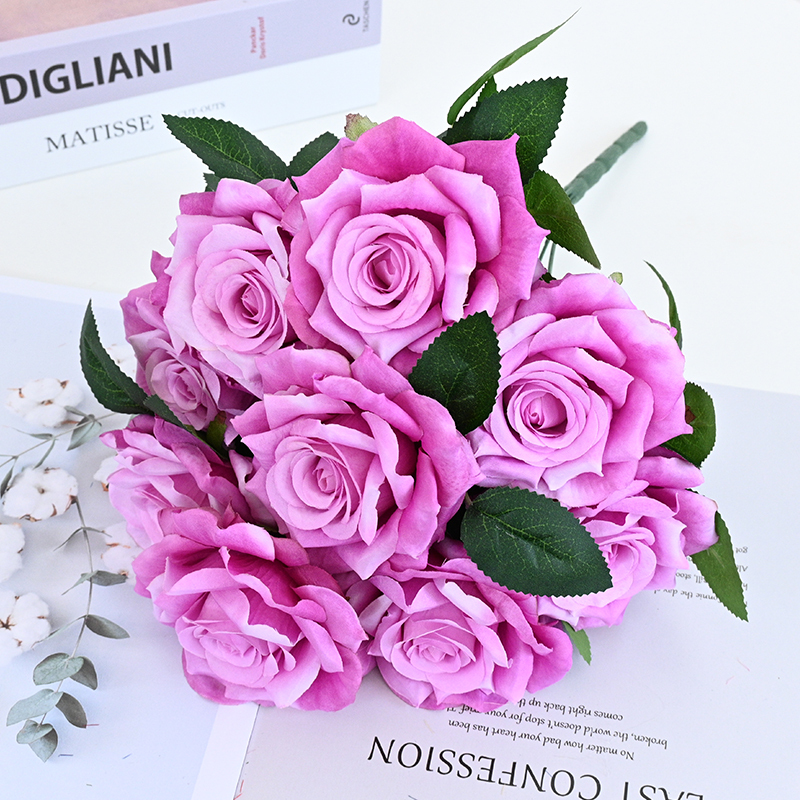 9 Heads Artificial Rose Bunch