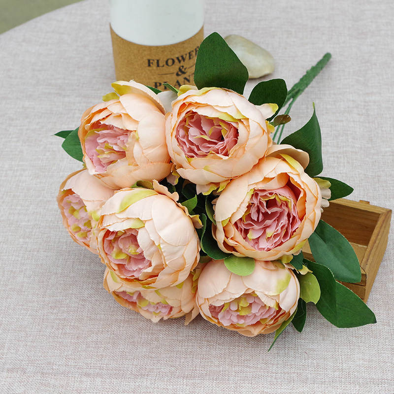 7 Heads Simple Artificial Peony Bunch Wedding Bouquet