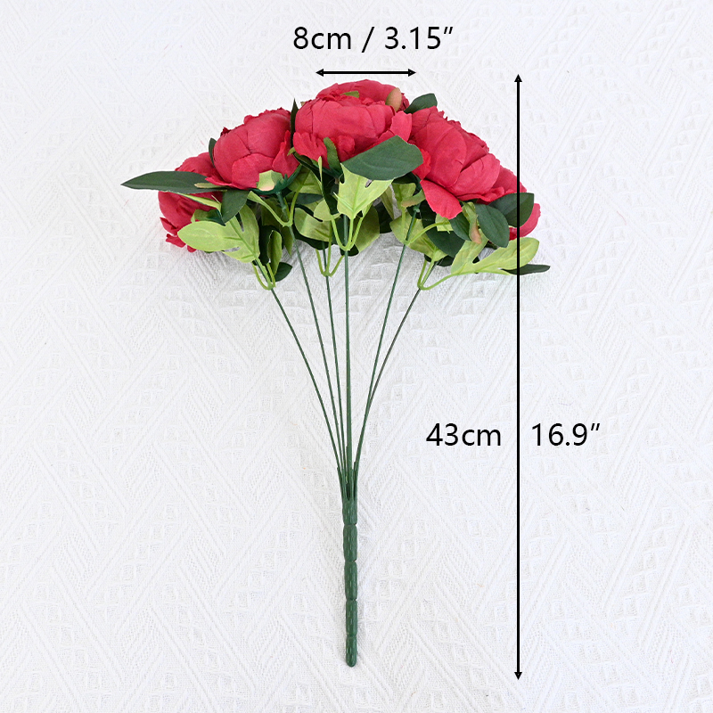 7 Heads Simple Artificial Peony Bunch Wedding Bouquet