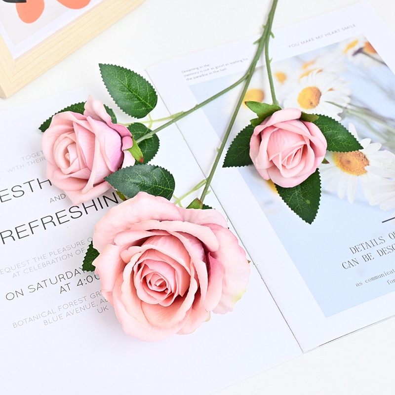 3 Heads Vevet Rose Spray