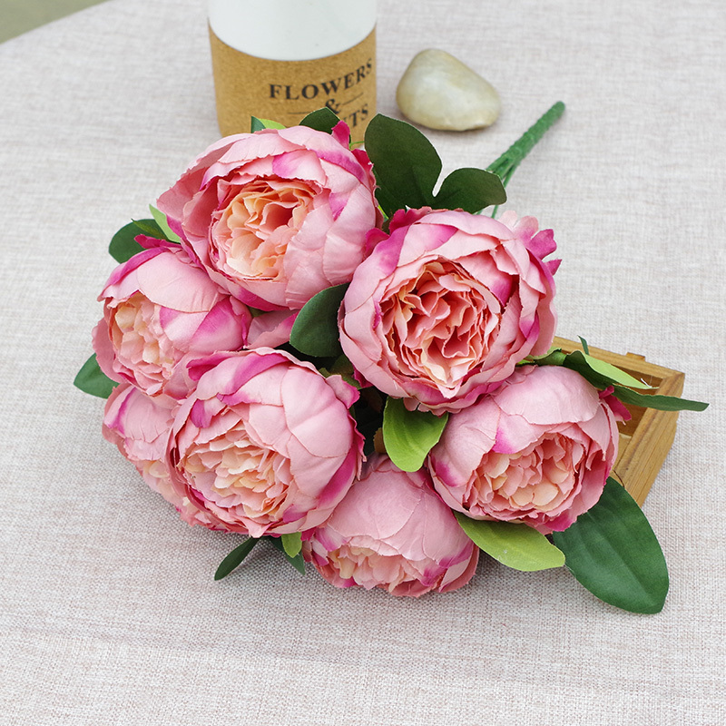 7 Heads Simple Artificial Peony Bunch Wedding Bouquet