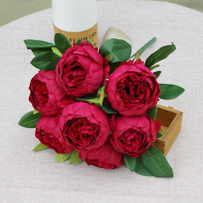 7 Heads Simple Artificial Peony Bunch Wedding Bouquet