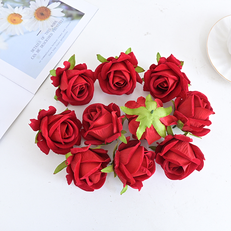 3"/8cm Velvet Rose Flower Head For Decoration