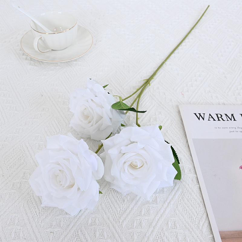Silk Rose Spray With Three Flower Heads